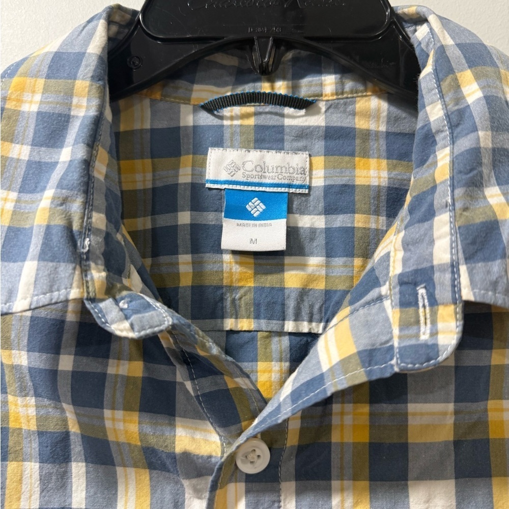 Columbia Men's Checkered Blue and Yellow Shirt - Picture 2 of 8